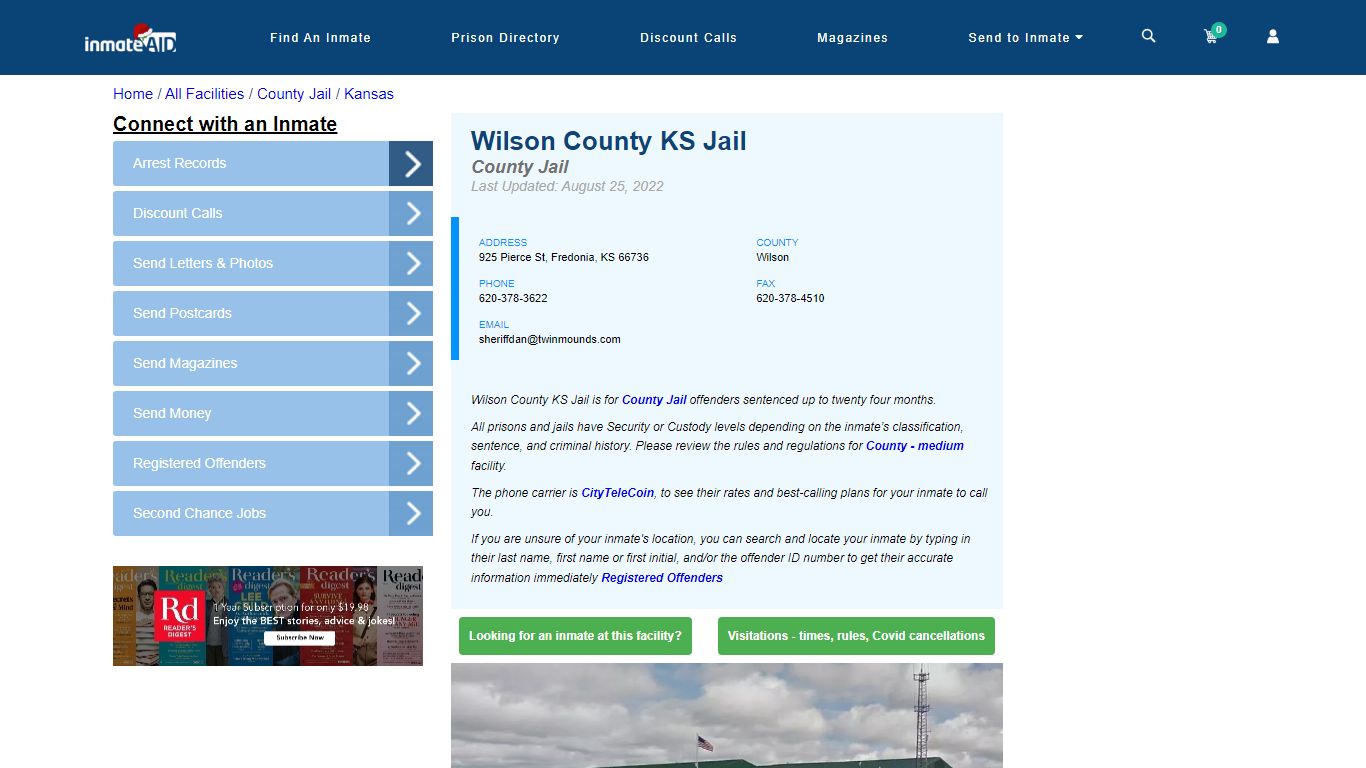 Wilson County KS Jail - Inmate Locator - Fredonia, KS